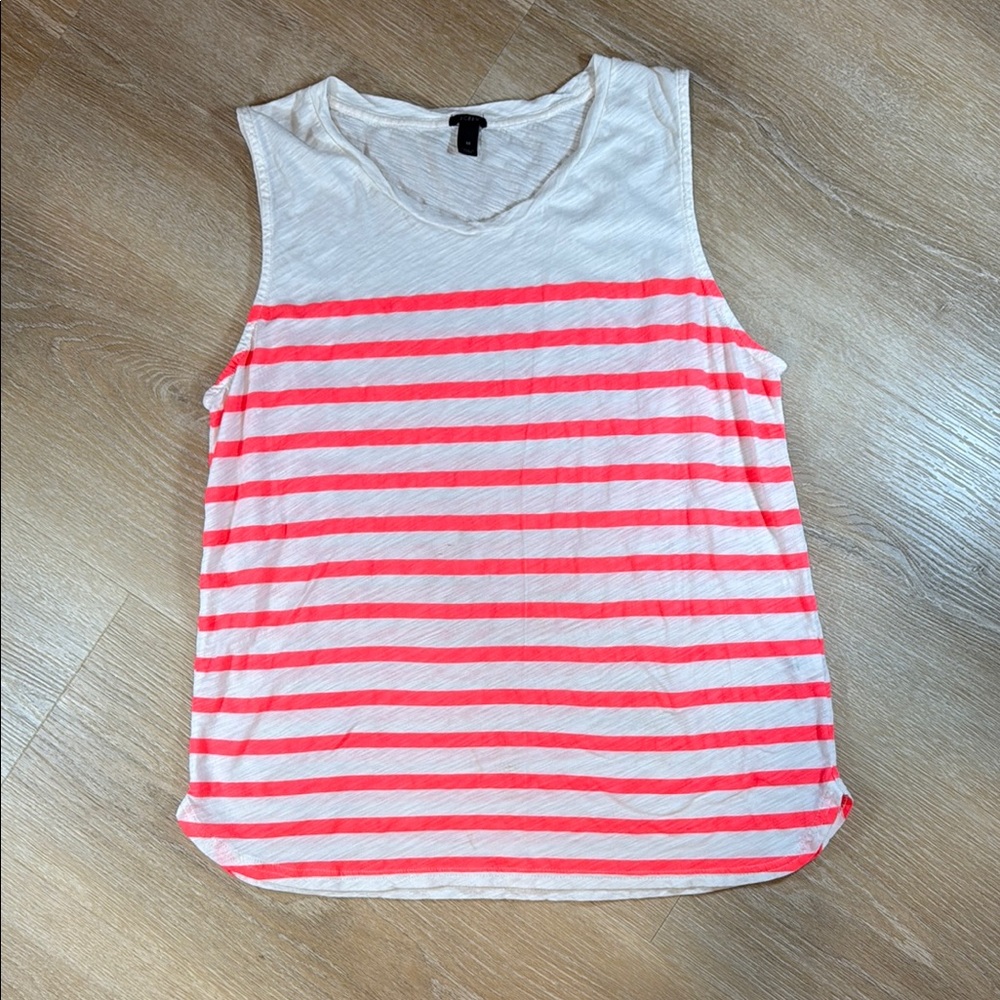J.Crew Sleeveless Striped‎ Pink Tank Top Cotton Casual Preppy Chic Womens M